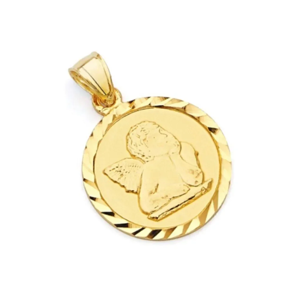 14k solid gold baby angel pendant | Real Gold Religious Jewelry | gift | Angel |